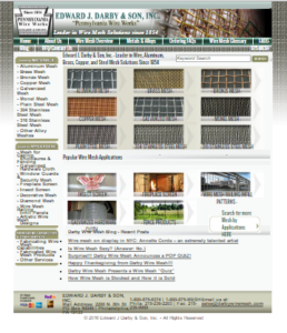 Old website screenshot, www.darbywiremesh.com