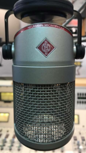 Neumann Microphone prominently featuring woven wire mesh